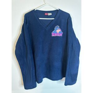 Disney Eeyore Fleece Pullover Moody Navy Blue V-Neck Sweatshirt Women’s L